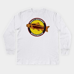 Washington Pacific Northwest Salmon Kids Long Sleeve T-Shirt